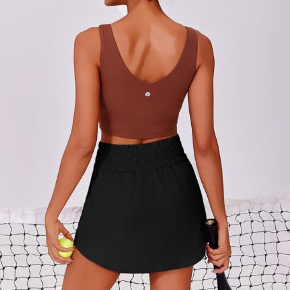 PINSPARK Golf Skirts for Women High Elastic Waisted Athletic Skort
